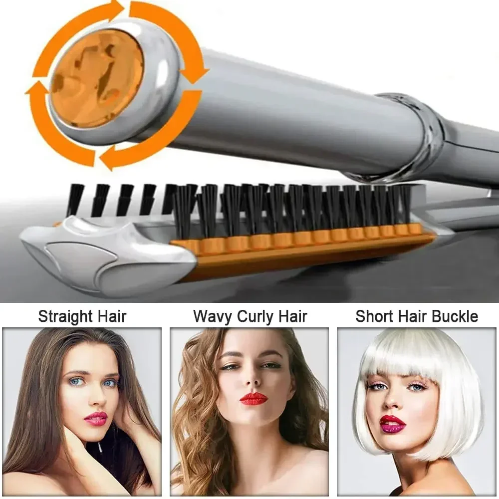 Hairs Curler Straighter Rotating Hair Brush Curler Styler Hair Styling Tools Curling Iron Straighting Brush 2 In 1