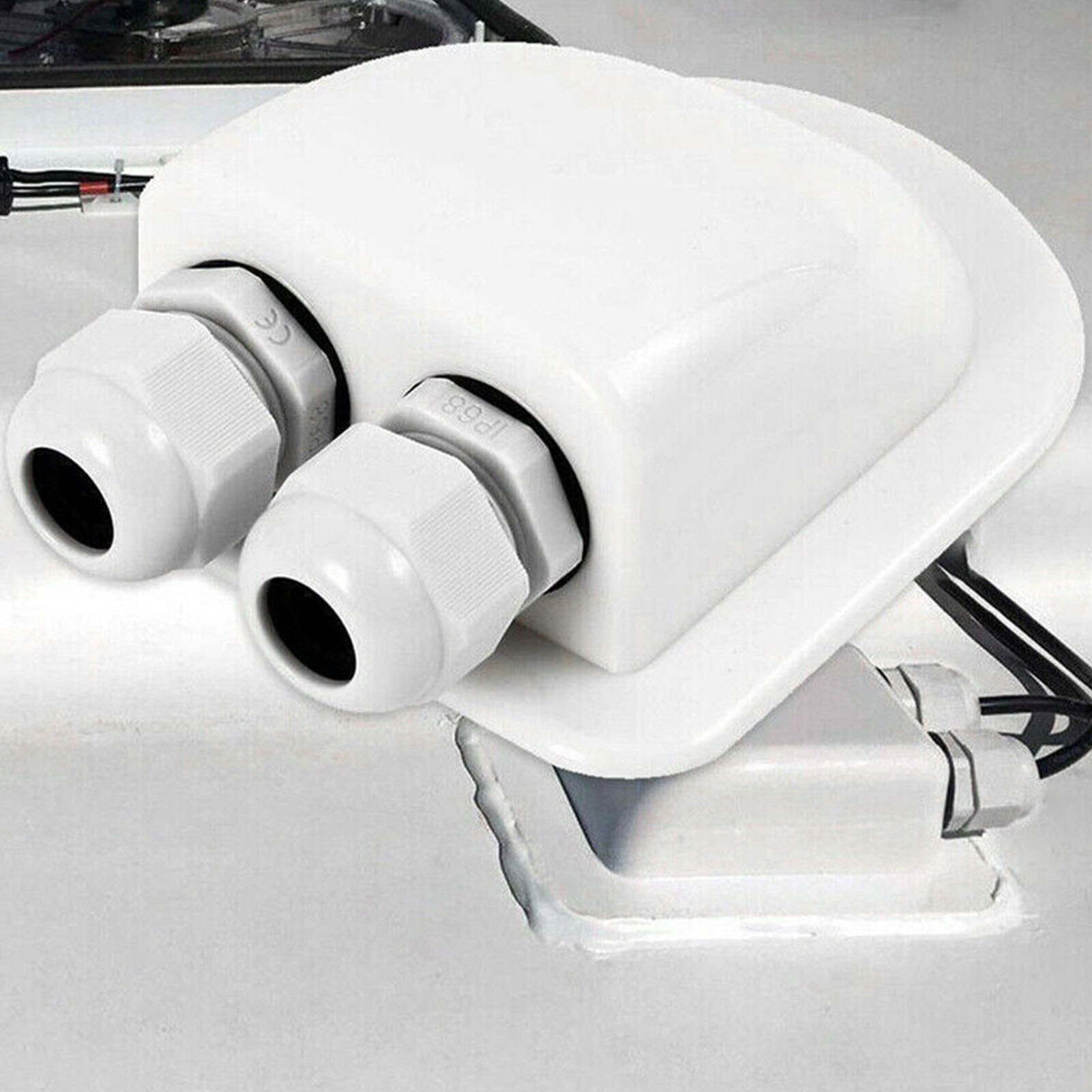 ABS Solar RV Yacht Stand Roof Duct Cable Entry Double Hole Round Junction Box Durable High Solar Battery Panel Tool