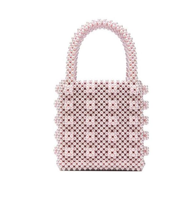 Vrouwen Parel Kralen Draagtas Acryl Clear Box Handtas Voor Vrouwen Party Vintage Kleine Avondtassen Luxe Strand sac: Roze