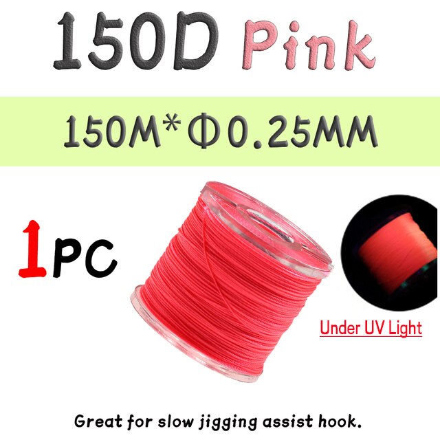 WIFREO 150D słonowodne wędkowanie spowolnienie Assist Jigging haki wiążące nici ręcznie dzianinowe nici Fishing Lure wiązanie muchowe Gear Tackle: 150D UV Pink