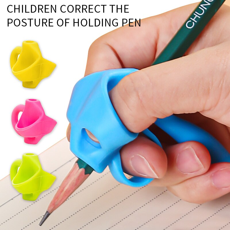 Three/Five Finger Silicone Pen Holder Writing Aids Beginner Writing Thumb Correction Grip Trainer Children Supplies
