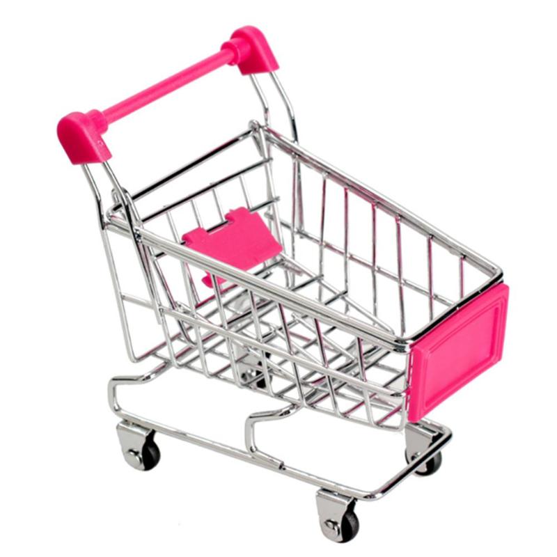 Mini Kinderen Handkar Simulatie Kleine Supermarkt Winkelwagentje Utility Winkelwagen Pretend Play Speelgoed Kinderwagens Kids: Rose Gold