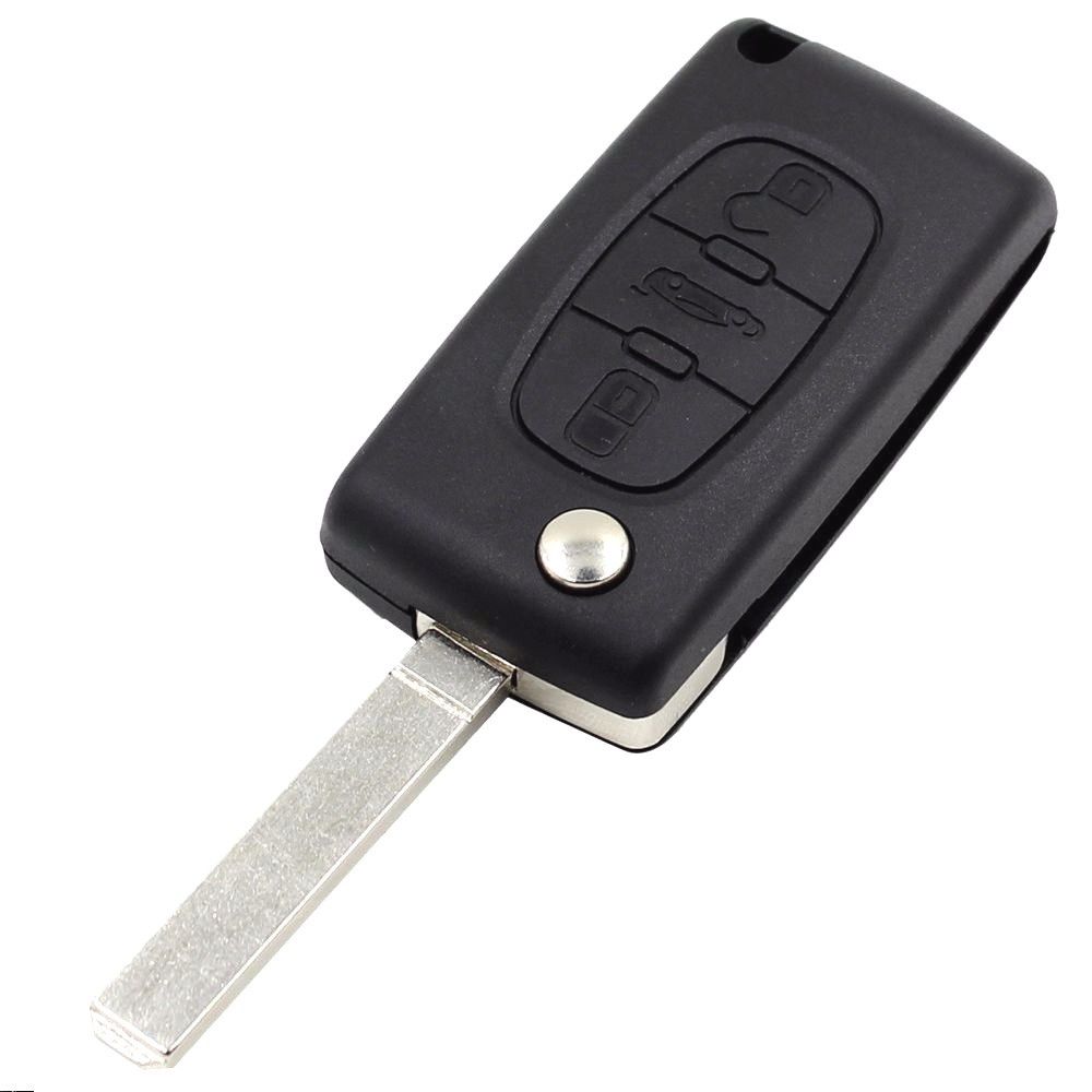 3 knop Flip Afstandsbediening Sleutelhanger Case Shell Ongecensureerd Blade Fit Voor Peugeot 107 207 307 308 407 408 607