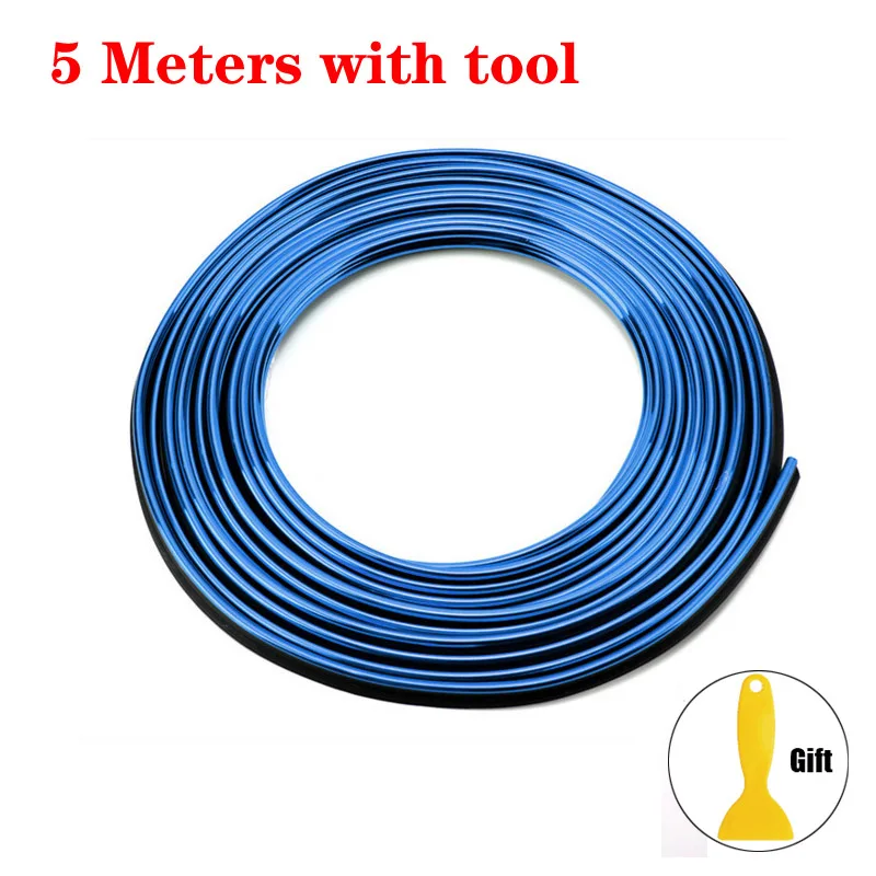 Moldura para decoración de coche, tiras flexibles, 1/3/5M, molduras interiores para coche, embellecedor de cubierta para salpicadero, puerta, borde, estilo Universal: Plata