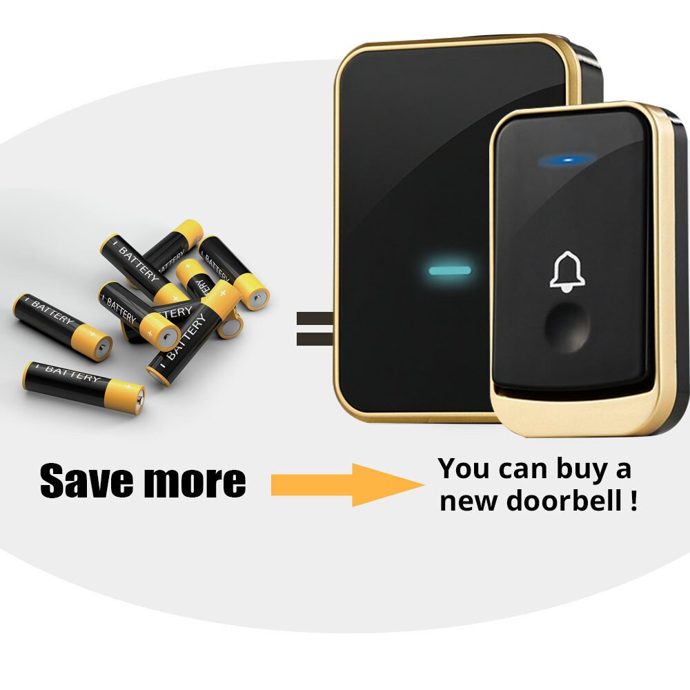 Wireless Doorbell Waterproof smart Door Bell 110V-220V 1 button 1 2 receiver self generation no Need battery cordless Doorbell