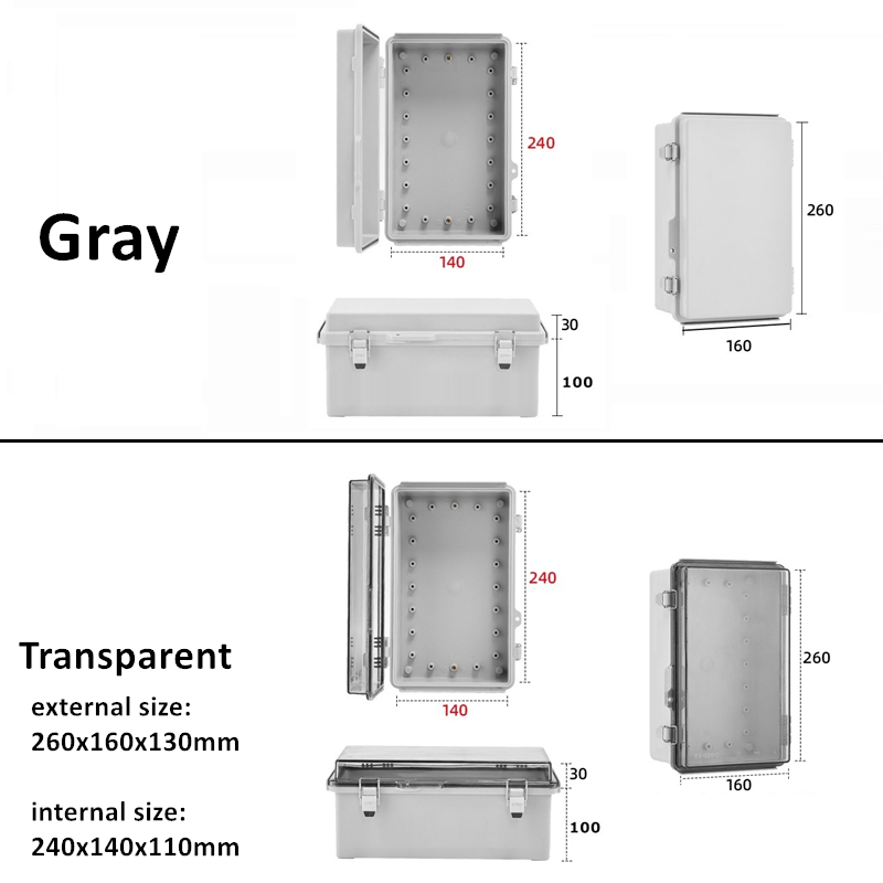 IP67 Waterproof Gray/Transparent Cover Enclosure Junction Box ABS Plastic Outdoor Electronic Instrument Hinge Case Fast: 3XL / Beige