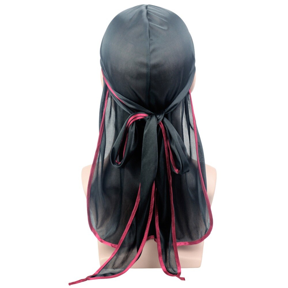 Luksus herre silkeaktig durags bandana turban lue parykker doo menn sateng durag biker hodeplagg pannebånd pirat lue hårtilbehør