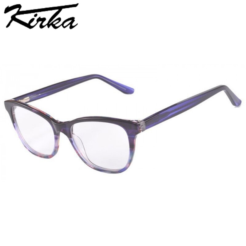Kirka Woman Eyeglasses Frames Female Computer Glasses Frame Brown/Green Crystal Patchwork Women Men Glasses Eyewear WD3083: WD3083 C6