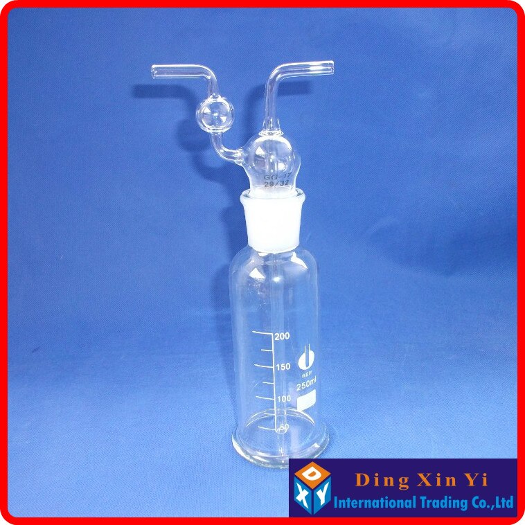 (2 pieces/lot) Straight-tube, 250ml Lab glass Gas Washing Bottle drechsel,drying or remove the impurities in the gas