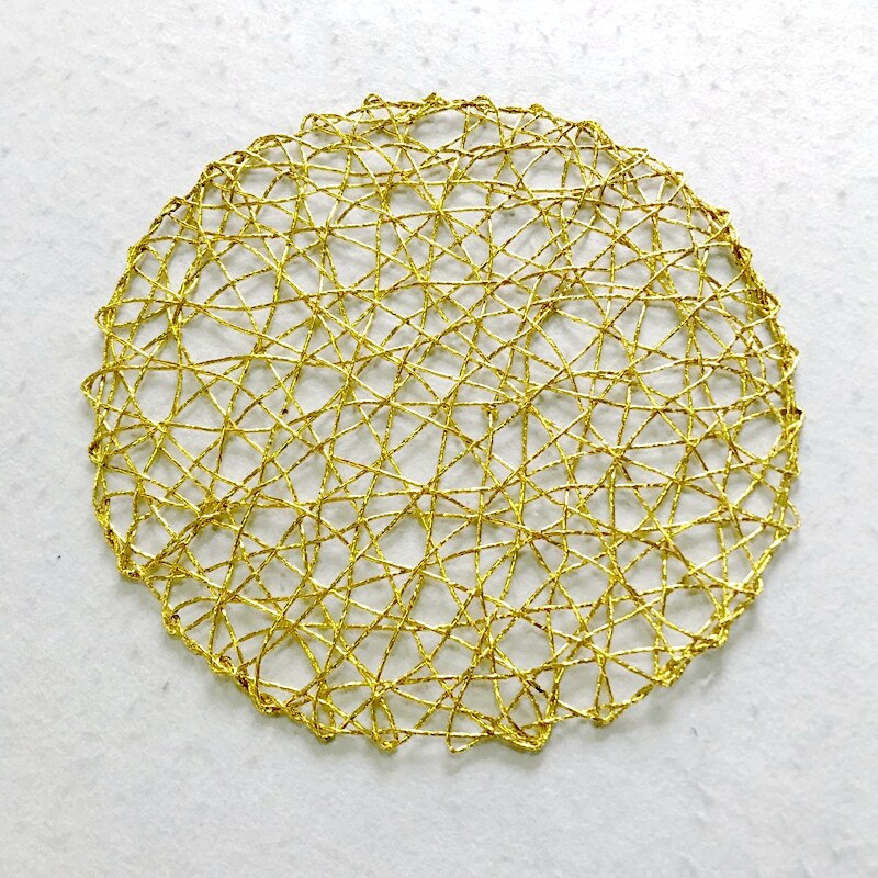 4PCS Round Placemat Table Placemat Kitchen Dinner Handmade knitting irregular Christmas Shinning Gold Silver: A