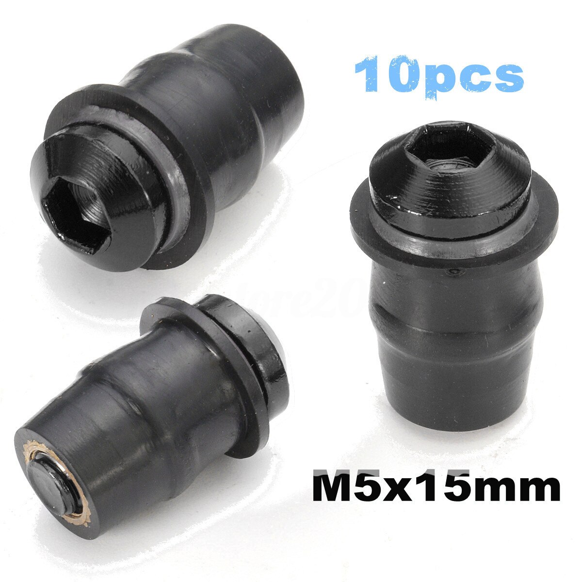 10 stuks motorfiets schroeven bouten voorruit moer rubber fiets voorruit kit set  m5 x 15mm kuip montage auto's: Zwart