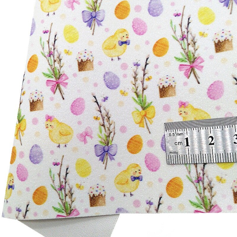 Regenbogen Streifen klobig funkeln Leder Herzen Ostern Eier Gedruckt Synthetische Leder Welle GELEE Blätter Für BöGen DIY 21x29CM Q794: 2