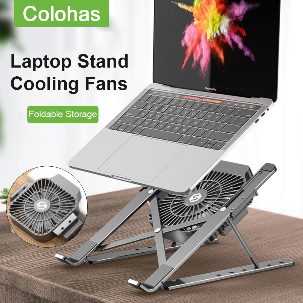 Verstelbare Laptop Stand Met Afneembare Koelventilator Opvouwbare Notebook Ondersteuning Laptop Houder Voor Macbook Pro Air Laptop Koeler