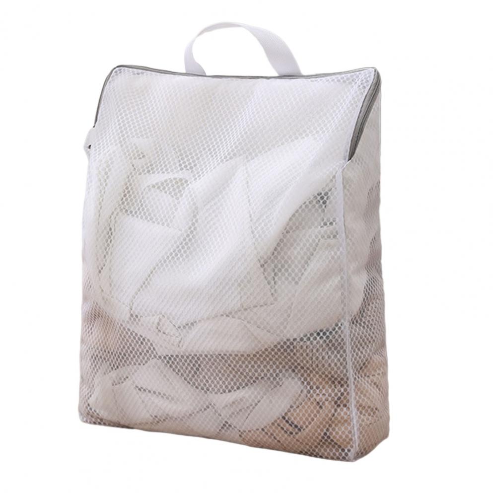 Vuile kleren container capaciteit opvouwbare mesh waszak met handvat voor reiskledingzakje ondergoedkleding met ritssluiting: M / Blauw