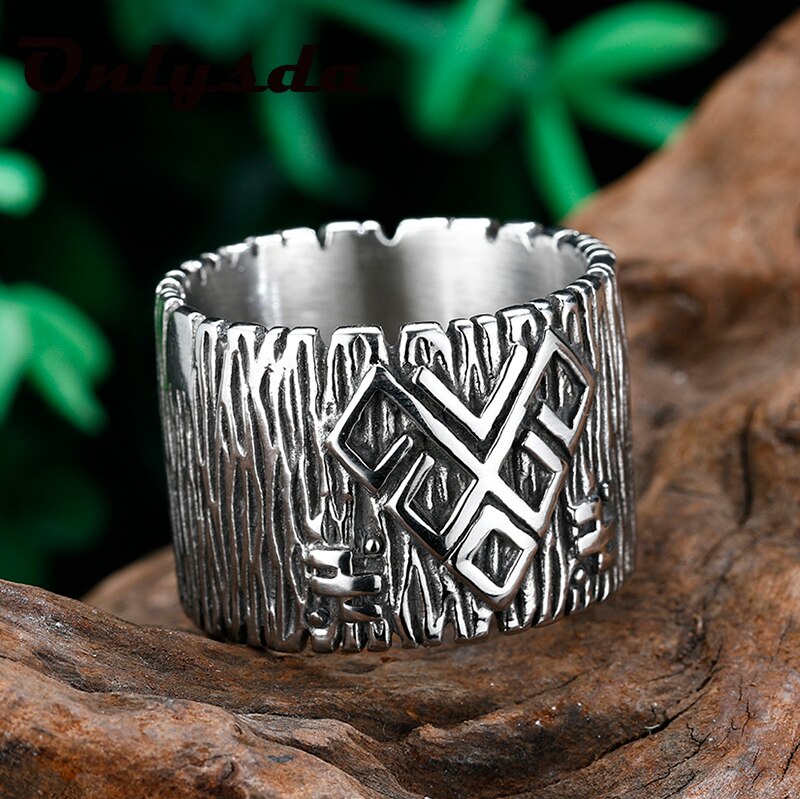 Amulet Rozhanitsa Rune Wide Bands Magic Pagan 316L Stainless Steel Ring Talisman Jewelry Cool Stuff Man Rings