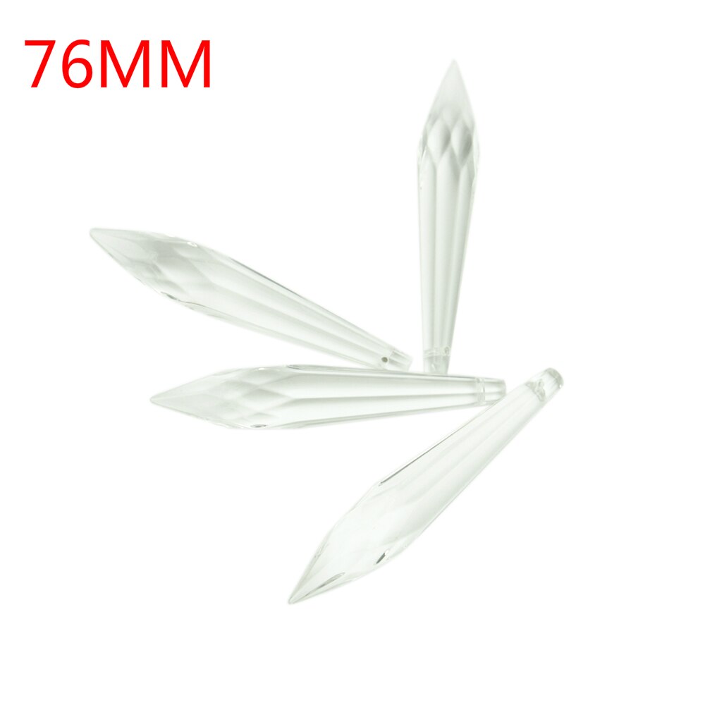 Klare istapper krystal prismer 38mm-100mm krystal u prisme lysekrone glas krystaller vedhæng hængende til lysekrone ophæng: 10 stk / 76mm