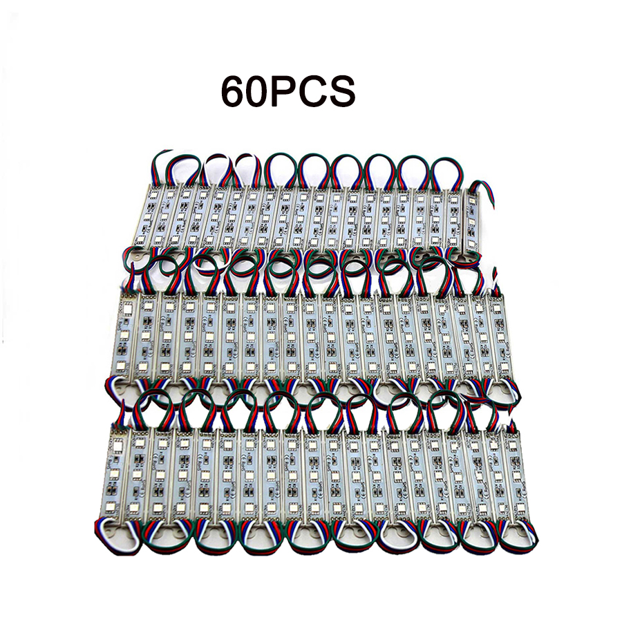 Led Modules Licht Rgb Smd 5050 3LED DC12V Waterdichte Store Front Strip Lamp Reclame Teken Module Lichten Ultrabright Rgb Kleur: 60PCS