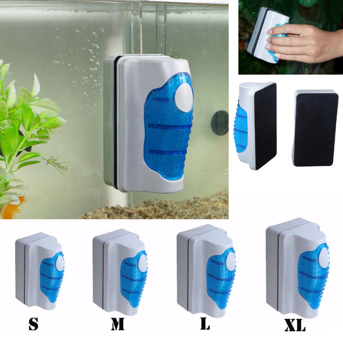 Magnetic Aquarium Accessories Fish Tank Algae Glass Cleaner Scraper Floating Clean Brush Cleaning Tools