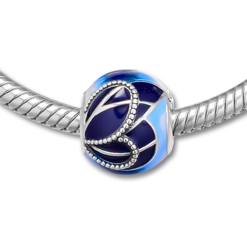 Blue Butterfly Wing Charm Beads for Silver Bracelets Spring Silver 925 Jewelry Women Round DIY Silver Beads for Jewelry Making