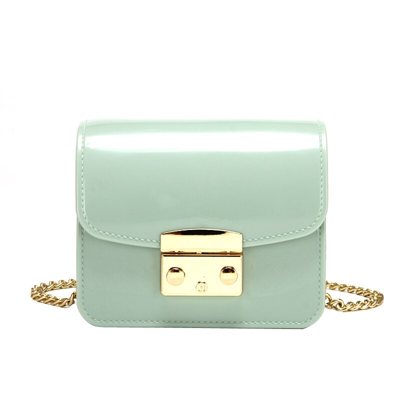 Colorful Summer Girls Mini PVC Jelly Purse Fit for Both Adult and Children Women Cross Body Chain Bags Baby: light green