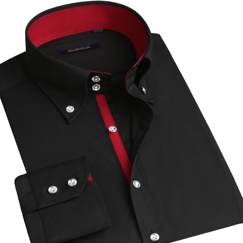Camisa de vestir con cuello abotonado para hombre, camisa Formal de negocios de manga larga, informal, coreana, ajustada, de , Blanca: 43 / Castaño