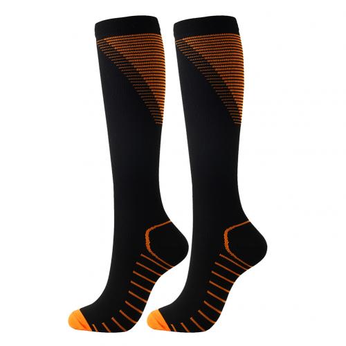 Men Women Outdoor Sports Football Soccer Running Nylon Compression Calf Socks Sports Football Soccer Running Nylon Calf Socks: Orange / S/M