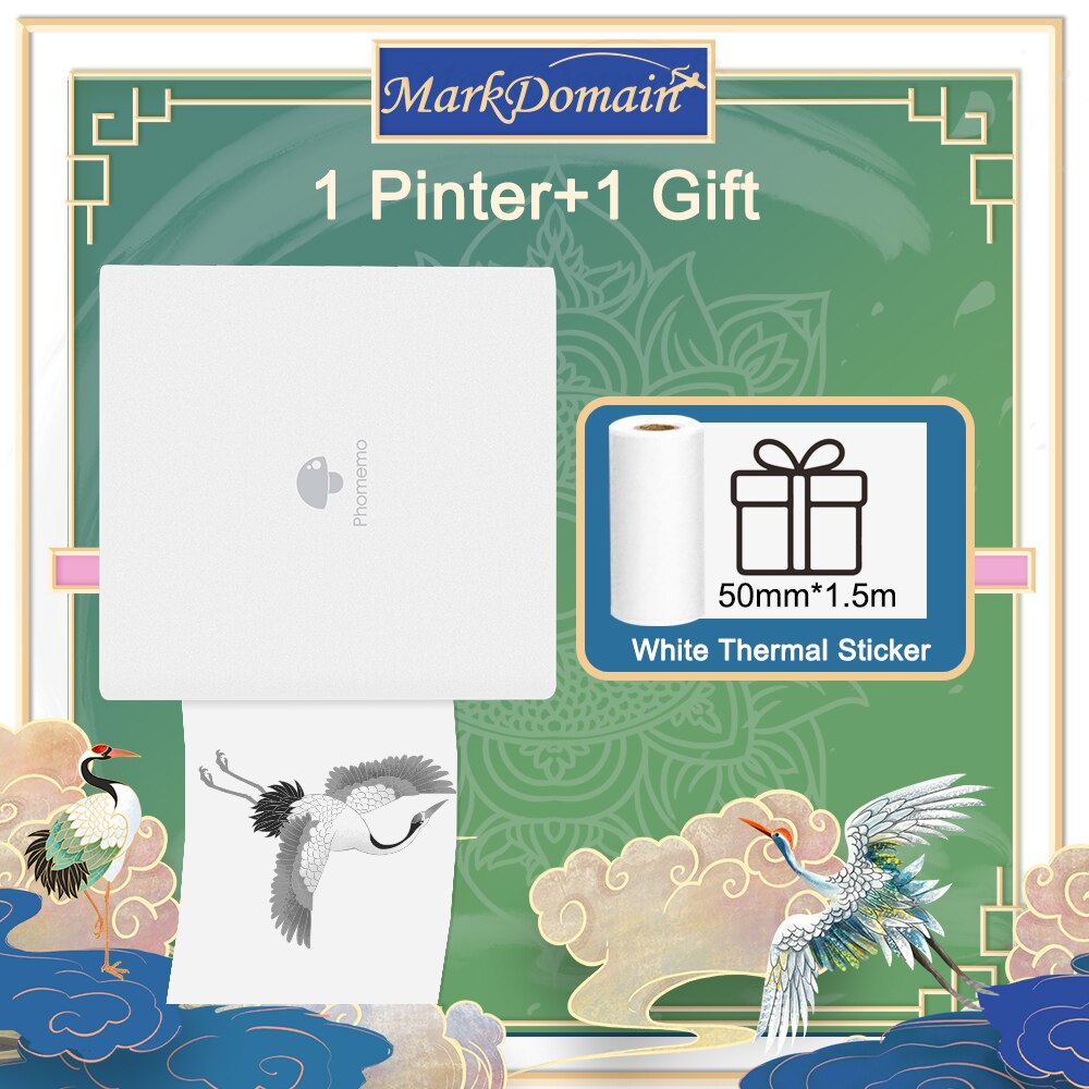 Phomemo M02 Thermische Draagbare Printer Mini Impresora Foto Printer Pocket Adhesive Label Sticker Draadloze Printer Voor Diy Journal: White Printer