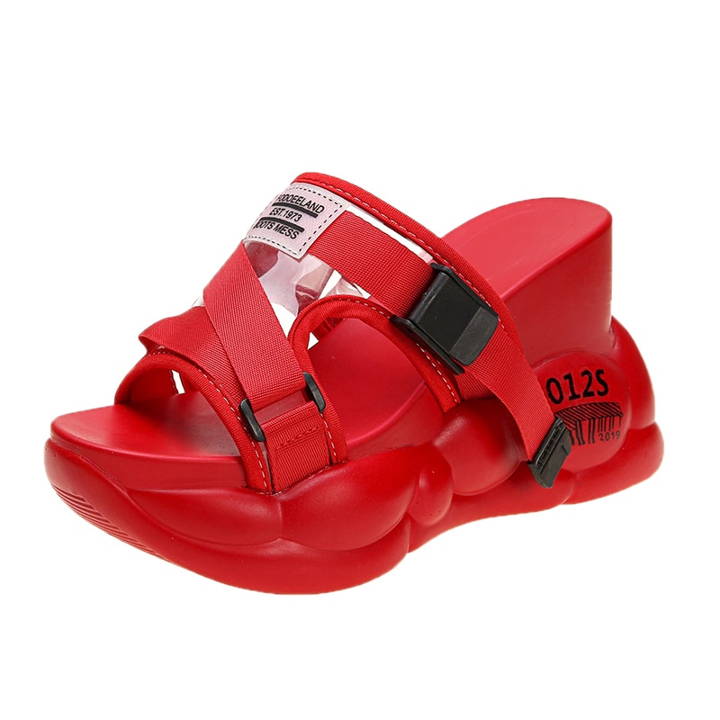 Kvinnor sommar utomhus flip flops chunky platå sandaler öppen tå andas tjock sula tofflor vita strandskor kvinna