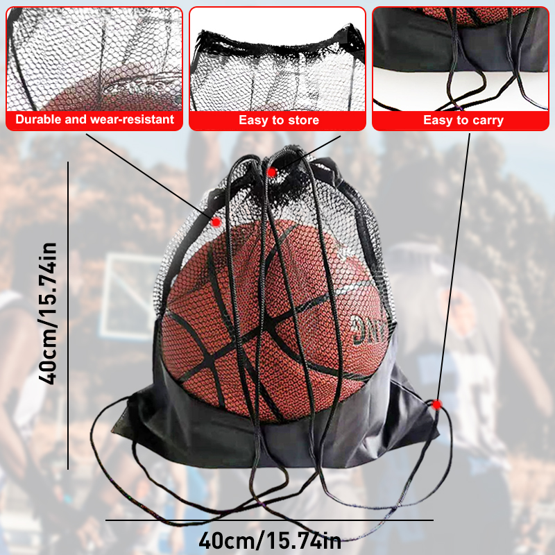 Draagbare basketbal mesh tas, voetbal, voetbal opbergrugzak, outdoor volleybal, bal opbergzakken