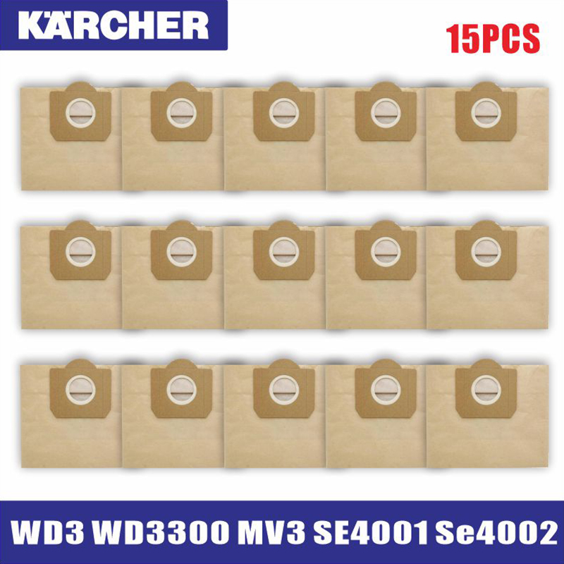 Bolsa de polvo para aspiradora KARCHER WD3 Premium WD 3,300 M WD 3,200 WD3.500 P 6,959-130 RB88 RU100 RU101 A2204 A2656: Caqui oscuro