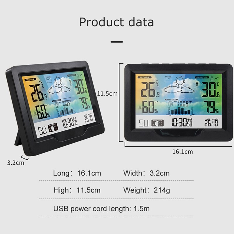 Table Clock Digital Alarm Watch Calendar Temperature Humidity Meter Wireless Sensor Wall Desk Electronic Clocks