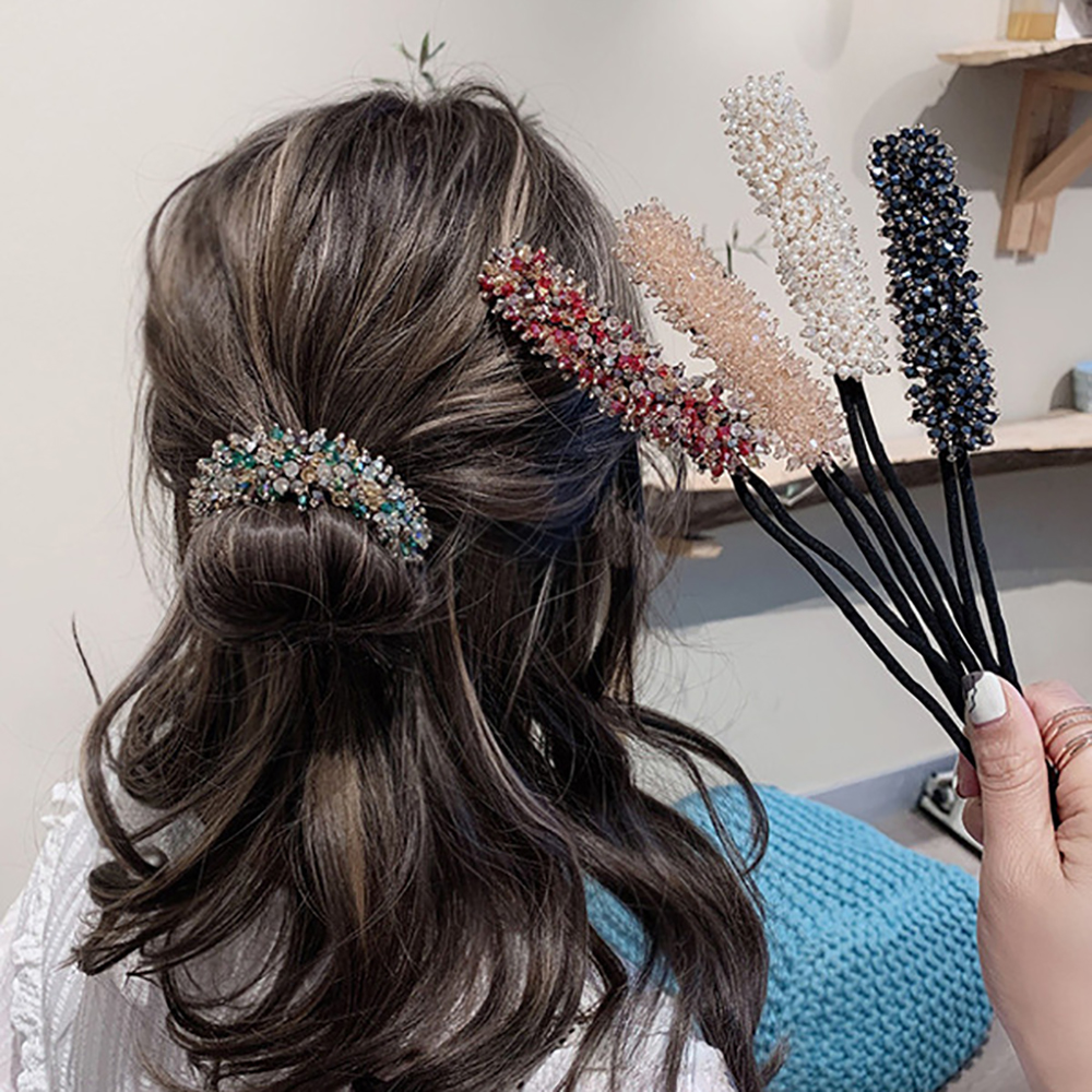 Krystall hår krøller rulle hestehale bolle vri klips acetat banan hodeplagg kvinner jenter koreansk styling tilbehør verktøy