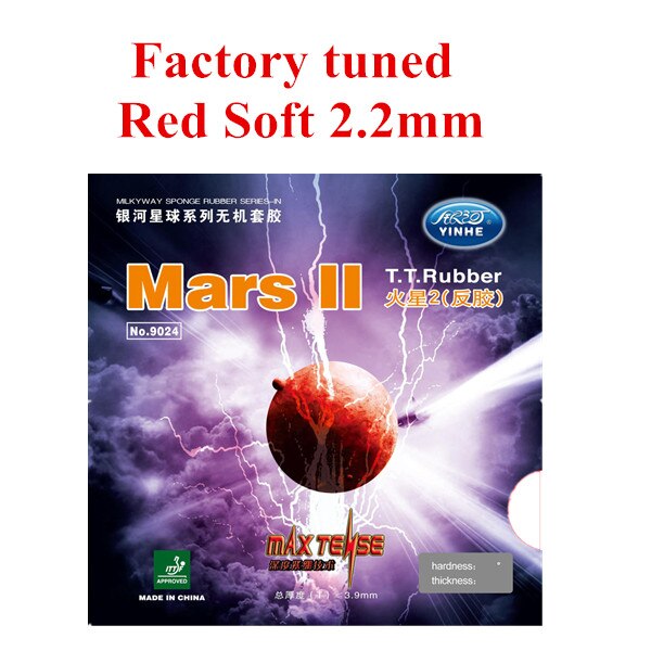 1x Yinhe Mars 2 Factory Tuned Pips-In Tafeltennis (PingPong) Rubber Met Spons: Red soft