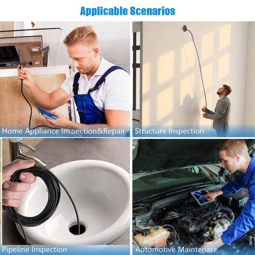 USB Mini 1080p HD Endoscope Camera 1m 2m 5m Flexible Hard Cable Snake Borescope Inspection Camera for Android Smartphone PC