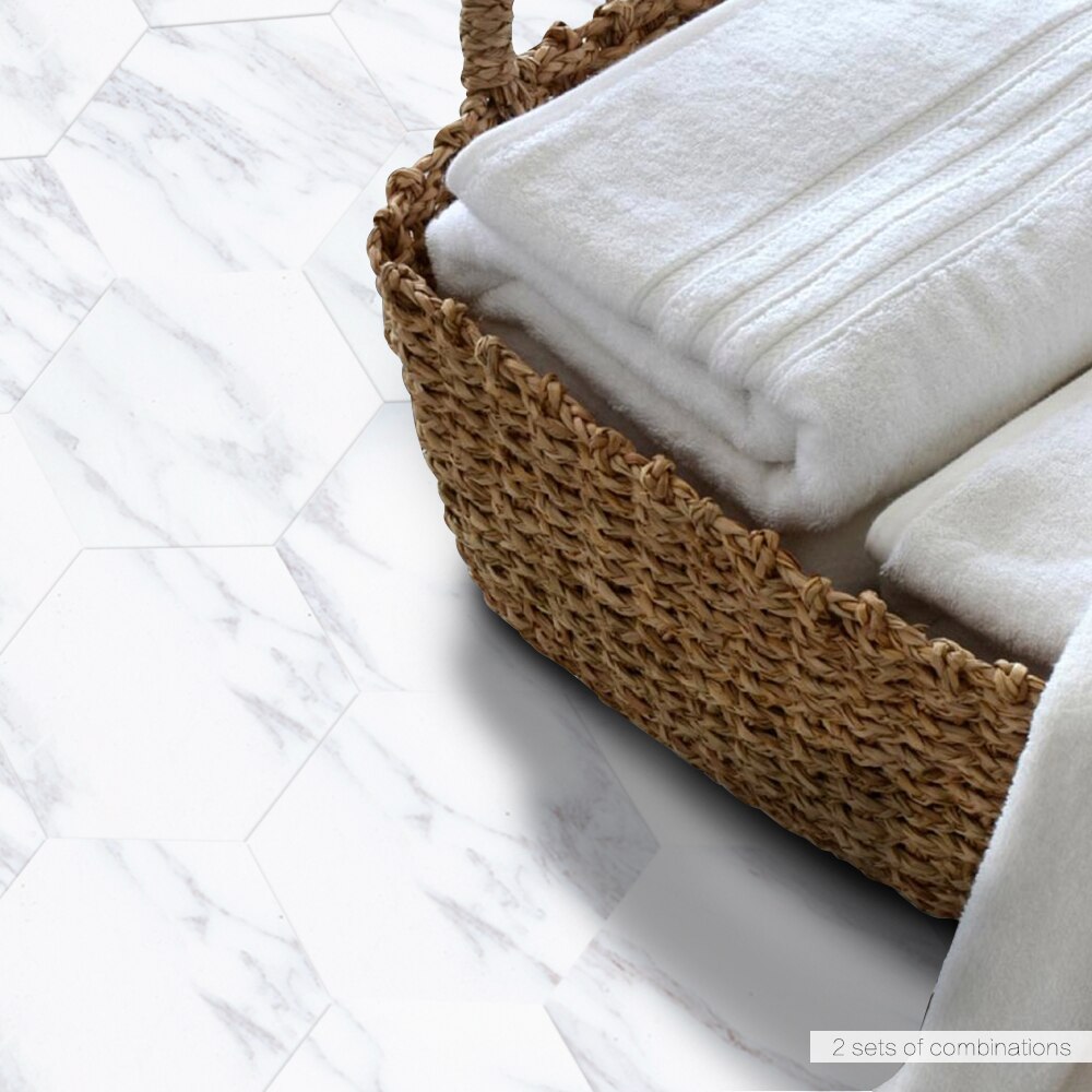 Funlife – Funlife®Autocollant hexagonal de carrelage de marbre, autocollant mural de sol de cuisine, facile à nettoyer, peler et coller, dosseret de cuisine auto-adhésif