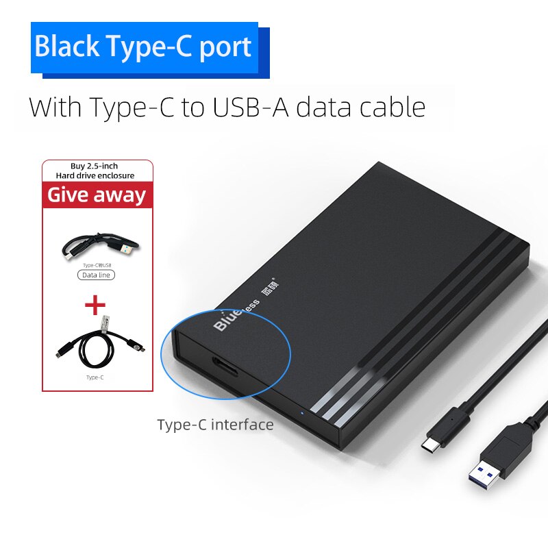 Custodia per HDD blueinfinite SATA a USB 3.1/3.0/2.0 10Gbps custodia per HDD esterna SATA portatile da 2.5 pollici tipo C 3.1 custodia per HDD esterna: MR23SC C-A C-C