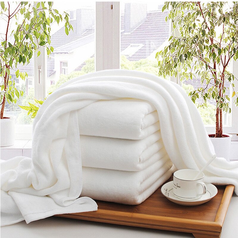 70 x 140cm hotel luksusbroderi hvidt badehåndklædesæt 100%  bomuld stort badehåndklæde mærkeabsorberende hurtigtørrende håndklæde