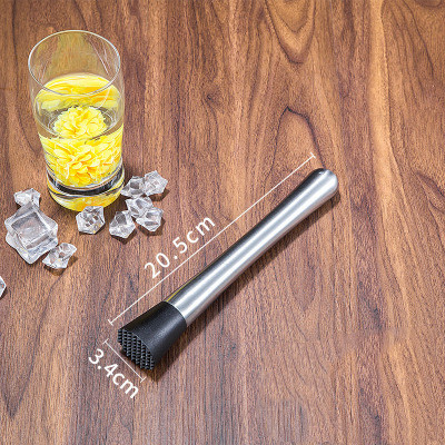 Rostfritt stål muddler ishammare cocktail mixer bartender verktyg juice bar citron mynta blad moser hem bar tillbehör: 1pc 20.5cm