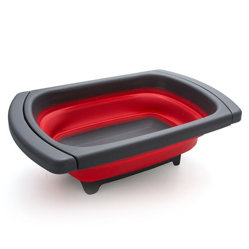 Colador plegable ecológico para frutas y verduras, colador de cocina, cestas de drenaje plegables con asas retráctiles: Red