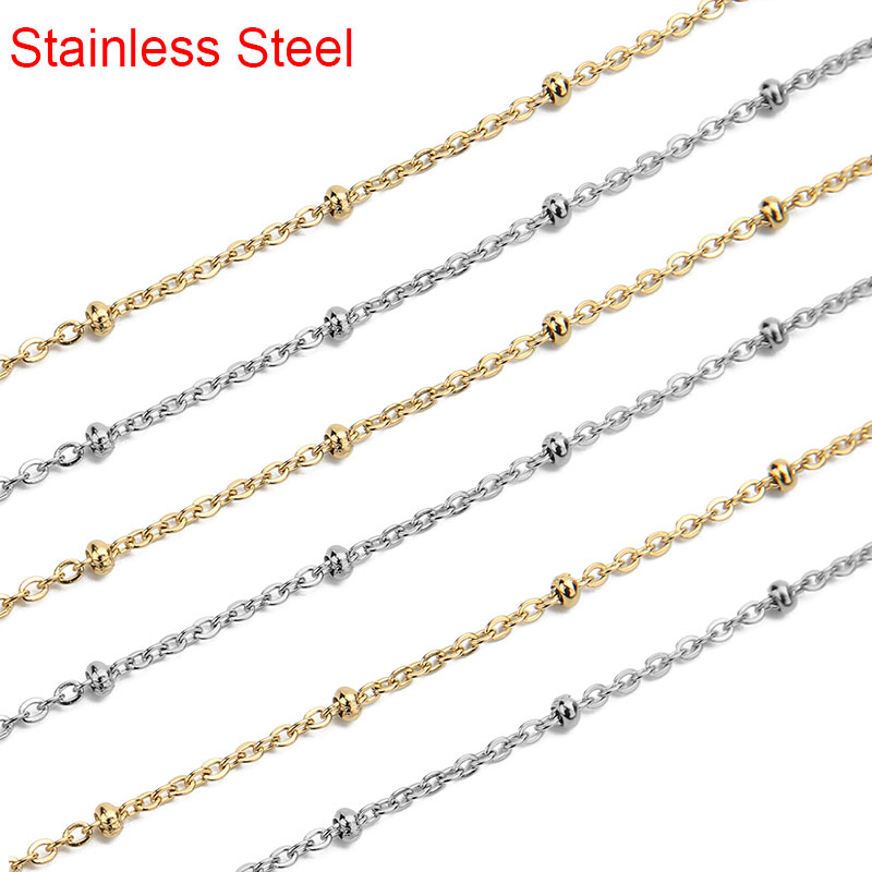 2meters Stainless Steel Ball Bead Chains Necklace Bulk Dia 2mm Golden Link Chains Lot for Diy Bracelet Jewelry Making Supplies