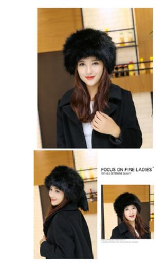 Fausse fourrure chapeau de mariage fête de mariée hiver chapeaux mariée voile chapeau: Black