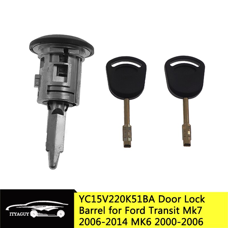 YC15V220K51BA Car Front Left Door Lock Barrel with 2 Keys for Ford Transit MK7 2006 MK6 2000-2006 YC15-V220K51BA 4060639
