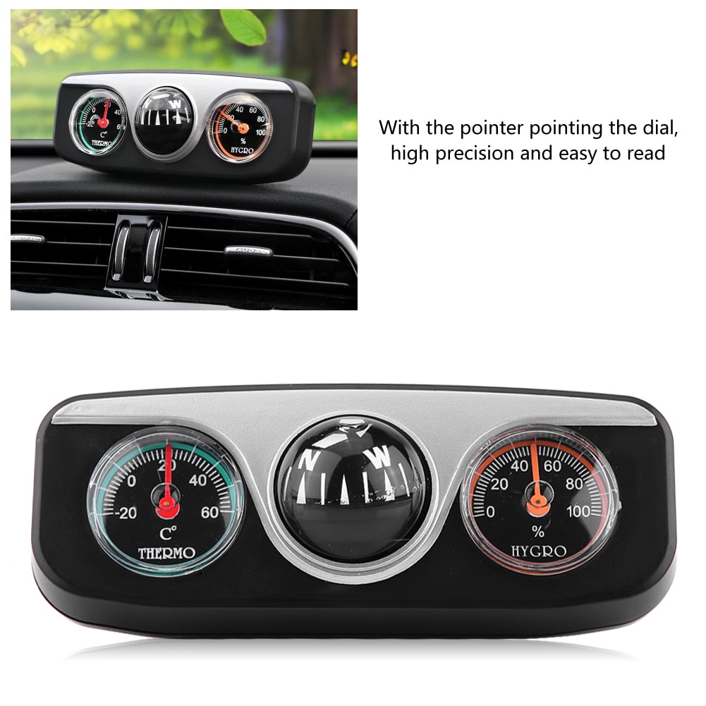 3 in 1 gids bal multifunctioneel kompas auto boot vrachtwagen dashboard kompas auto dashboard montage navigatie zwart thermometer hygrometer