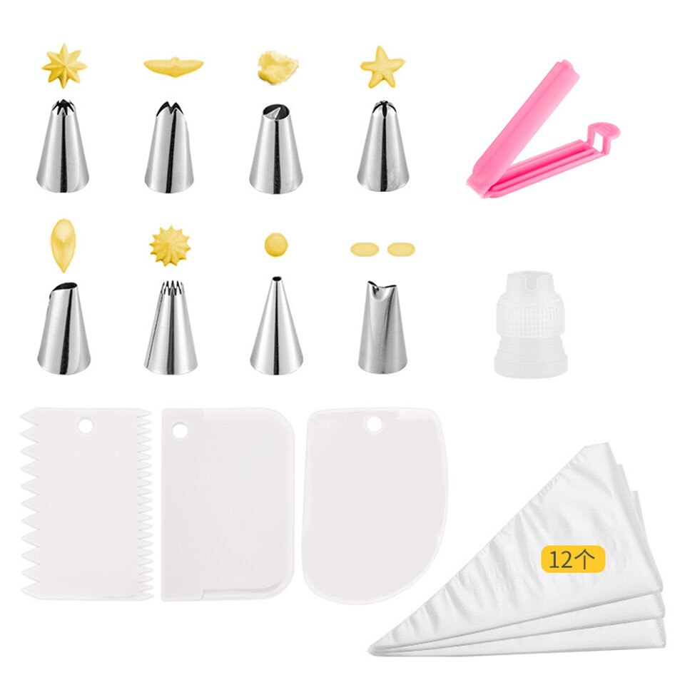 14pcs Flower Russian Piping Tips Cake Icing Piping Nozzles Ball DIY Baking Cake Rose Making Decorating Supplies Kits: White