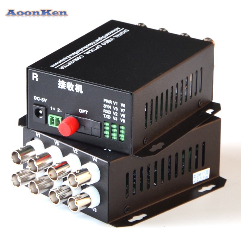 1 Pair Fiber VideoOptical Transceiver 8 Channel Pure Video Optical Transceiver FC Port Single Mode Single Fiber 20KM
