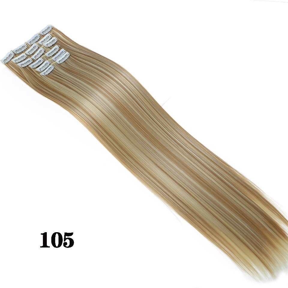 Houyan 6Pcs Pruik 16 Clips Hoge Temperatuur Vezel Lange Rechte Vrouwelijke Synthetisch Haar Uitbreiding Clip: 105