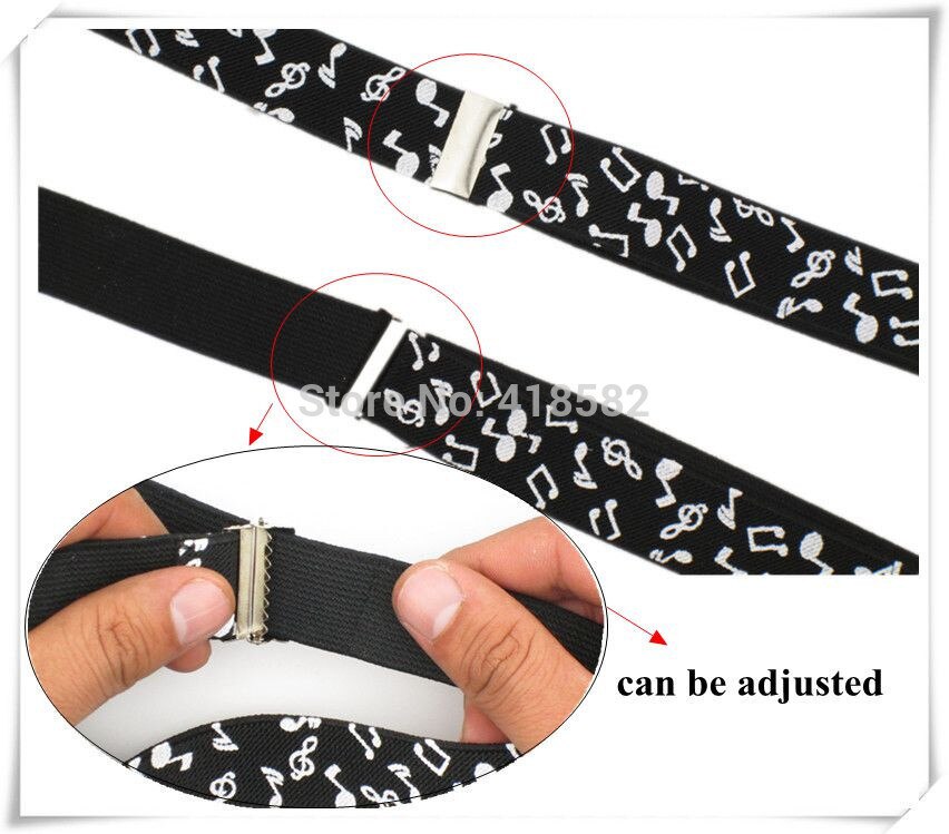 BD018-L Size Heren Modieuze 1 Inch Breed Zwart Wit Muzieknoot Jarretel Vrouwen Brace