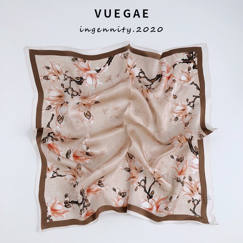 Silketørklæde kvinder hals hår foulard bandana firkantet lille pandebånd hijab 53cm poncho tørklæder pashmina