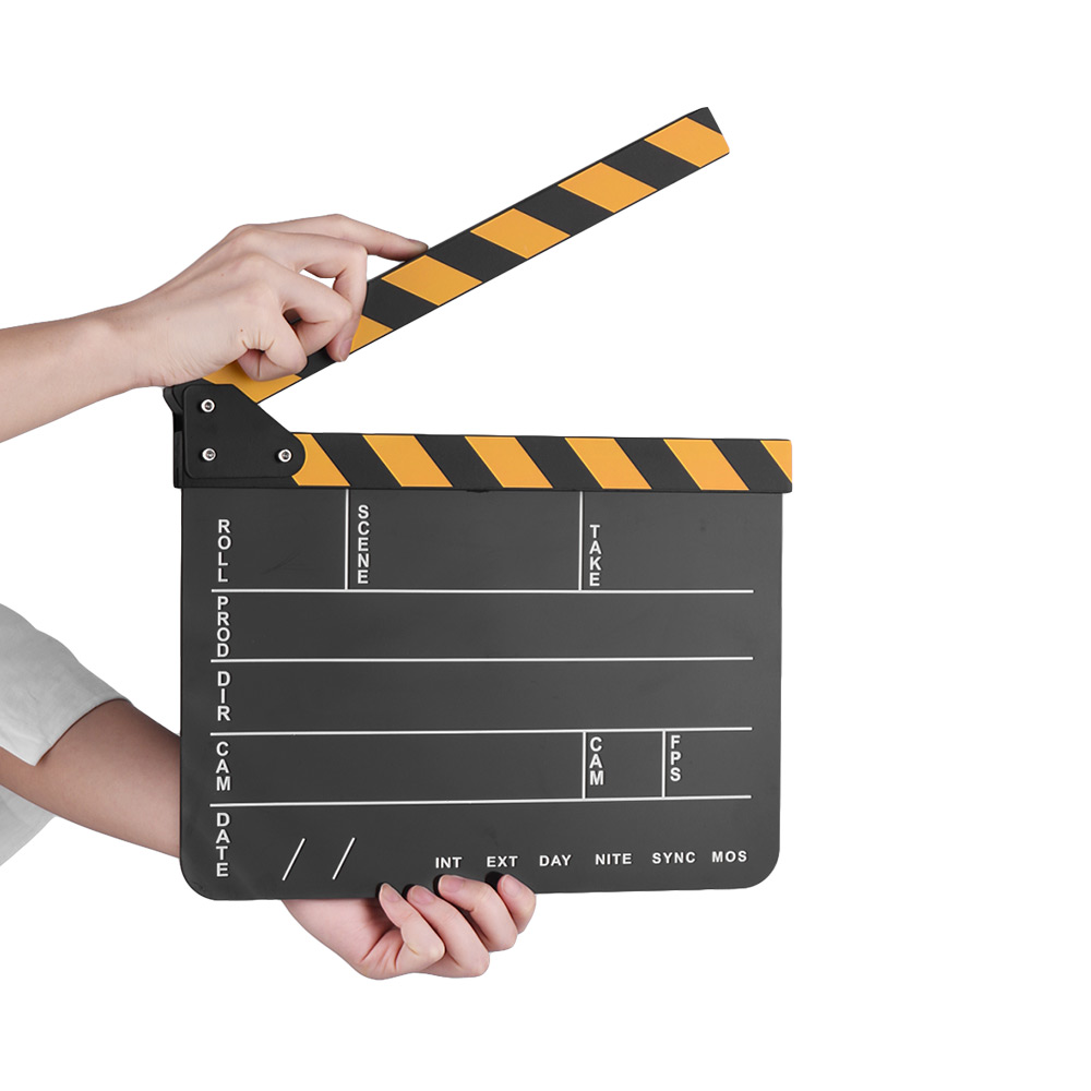 Studio videooptagelse tilbehør film clapboard film film skærebræt slette akryl instruktør tv skåret action scene klapbræt: Sort