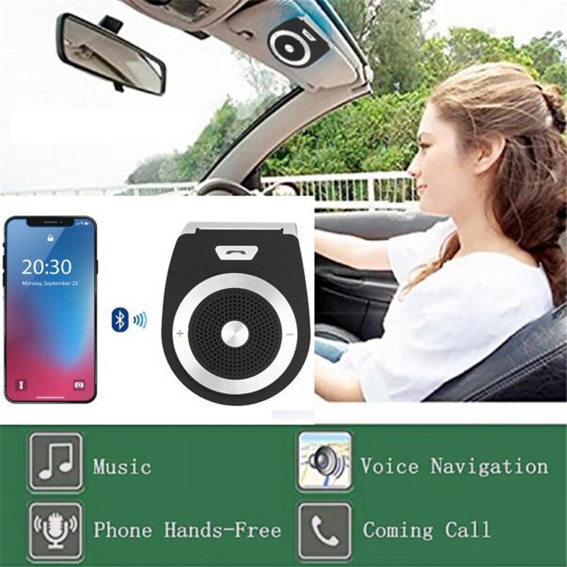 Auto Telefoon Speaker Bluetooth 4.1 In-Auto Bluetooth Ontvanger Speakerphone Zonneklep Handsfree Carkit Muziek Ontvanger Adapter